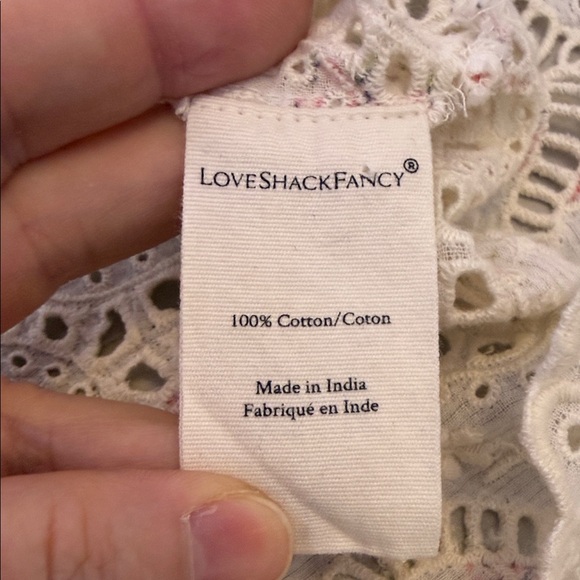 LoveShackFancy Tilda Lace Ruffle Blouse Small Ivory Floral Sheer Top - Picture 9 of 14